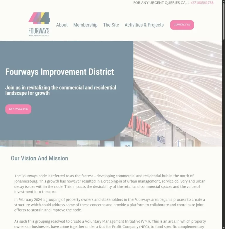 Fourways Improvement District website homepage