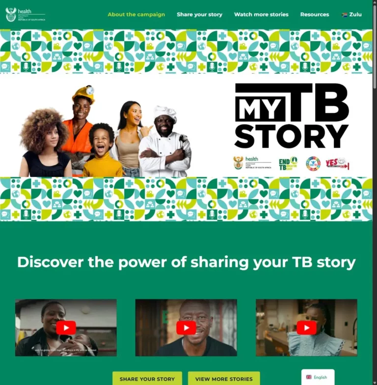 My TB Story website homepage featuring shared TB stories on video