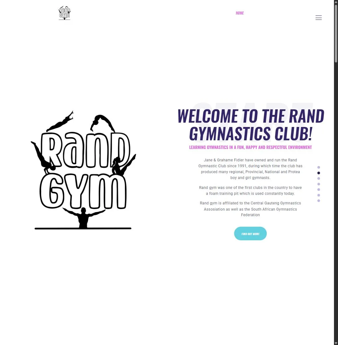Rand Gymnastics Club website homepage
